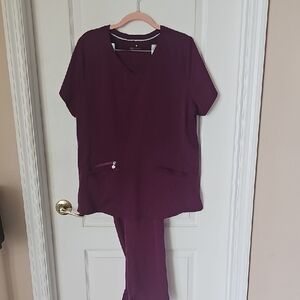 Burgundy Scrub Set